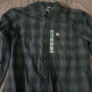 Carhardtt Loose Fit Heavyweight Flannel Long Sleeve Plaid Shirt